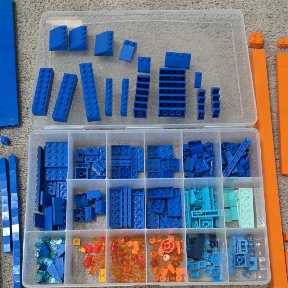 LEGO Bundle of Blue and Orange Building Blocks Set with Container